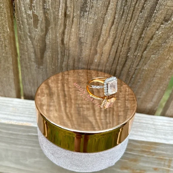 Gorgeous Moonstone/Authentic Diamonds Rose Gold Ring Size 8 - Picture 6 of 9